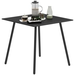 Rackhams Garden Table for 4 Person with Slat Top, Steel Frame - Black - Black - Steel - 80L x 80W x 74Hcm - thumbnail 2