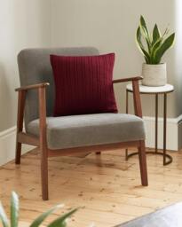 Rackhams Red Wine Cable Knit Cushion