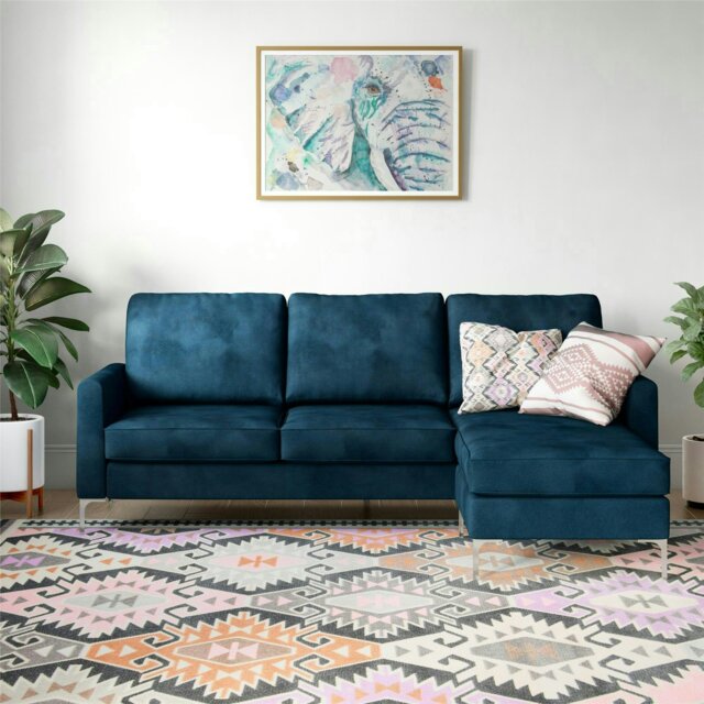 Rackhams Chapman sectional sofa in velvet blue - Blue - image 1