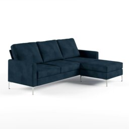 Rackhams Chapman sectional sofa in velvet blue - Blue - thumbnail 2
