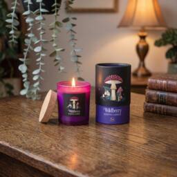Rackhams Wildberry Scented Candle in Purple Glass Jar