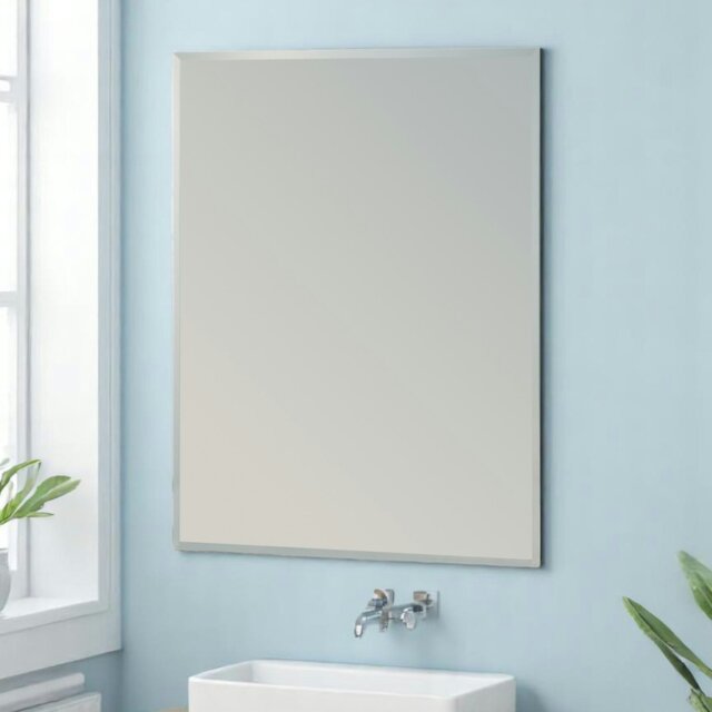 Rackhams Fairmont Rectangular Wall Mounted Frameless Bevelled Edge Bathroom Mirror 60 x 45cm - image 1