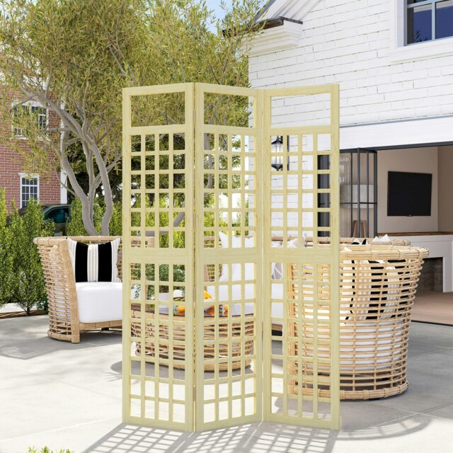 Rackhams 3-Panel Garden Privacy Screen, Freestanding Foldable Wooden Outdoor Divider Trellis - Fir Wood - image 1