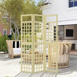 Rackhams 3-Panel Garden Privacy Screen, Freestanding Foldable Wooden Outdoor Divider Trellis - Fir Wood - thumbnail 1