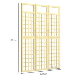 Rackhams 3-Panel Garden Privacy Screen, Freestanding Foldable Wooden Outdoor Divider Trellis - Fir Wood - thumbnail 5