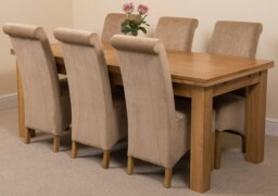 Rackhams Richmond Large Oak Extending Dining Table with Montana Fabric Chairs - 6 chairs - Beige - thumbnail 1