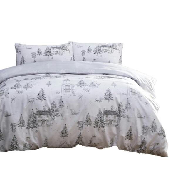 Rackhams Toile Duvet Cover Set - White/Grey - Superking - White/Grey - 50% Polyester/50% Cotton - image 1