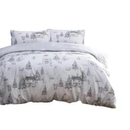 Rackhams Toile Duvet Cover Set - White/Grey - Superking - White/Grey - 50% Polyester/50% Cotton - thumbnail 1