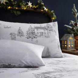 Rackhams Toile Duvet Cover Set - White/Grey - Superking - White/Grey - 50% Polyester/50% Cotton - thumbnail 2