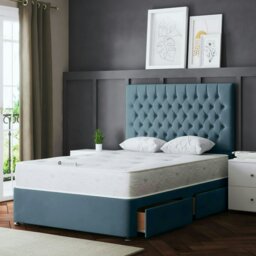 Rackhams Seraphine Divan Bed with Upholstered Headboard - Two Drawers - Blue - King - thumbnail 5