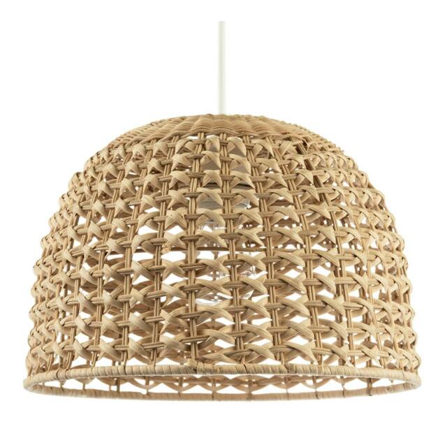Rackhams Vintage Intricate Woven Lattice Light Toned Rattan Pendant Light Shade - image 1