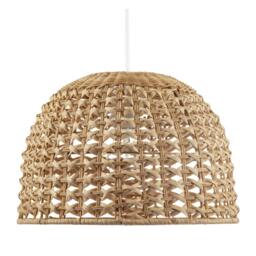 Rackhams Vintage Intricate Woven Lattice Light Toned Rattan Pendant Light Shade - thumbnail 4