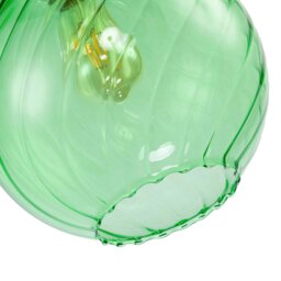 Rackhams Chic Emerald Green Circular Fluted Glass Ceiling Pendant Light Shade - thumbnail 4