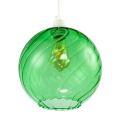 Rackhams Chic Emerald Green Circular Fluted Glass Ceiling Pendant Light Shade - thumbnail 3