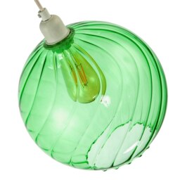 Rackhams Chic Emerald Green Circular Fluted Glass Ceiling Pendant Light Shade - thumbnail 5