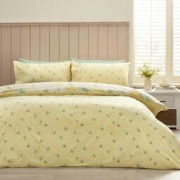 Rackhams Daisy Patchwork Reversible Duvet Cover Set Yellow - Double - Yellow - thumbnail 2