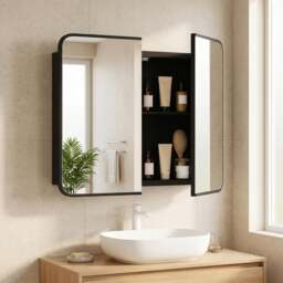 Rackhams Bathroom Medicine Mirror Cabinet, Bathroom Wall Cabinet, Black