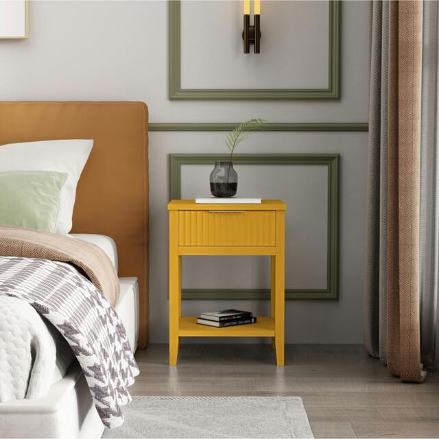 Rackhams Monti 1 Drawer Bedside Table - Yellow - image 1