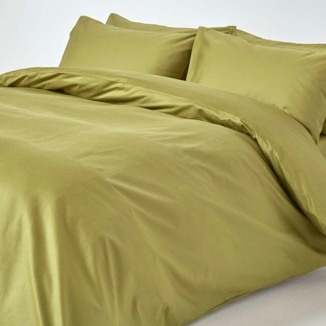 Rackhams Premium 1000 TC Egyptian Cotton Sateen Weave Duvet Cover Set - Olive Green - Double - image 1