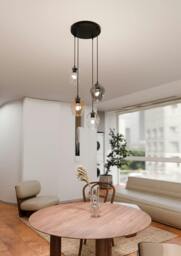 Rackhams ISTAR Pendant lamp  4 x E27 Black with Transparent, Graphite and Amber Shade - thumbnail 4