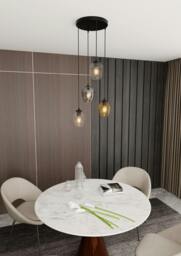 Rackhams ISTAR Pendant lamp  4 x E27 Black with Transparent, Graphite and Amber Shade - thumbnail 3