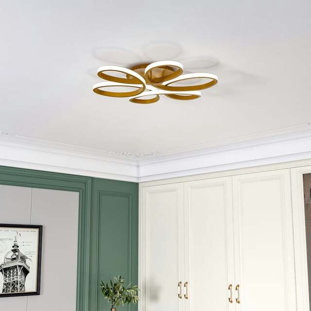 Rackhams Golden Frame Modern Cool White LED Chandelier Ceiling Light - Non-dimmable - 58 cm - image 1
