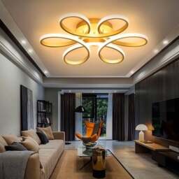 Rackhams Golden Frame Modern Cool White LED Chandelier Ceiling Light - Non-dimmable - 58 cm - thumbnail 2