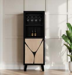 Rackhams Dusk Mango Wood Drinks Cabinet/Bookcase - Mango Wood & Engineering wood - 1 - Tan - thumbnail 2