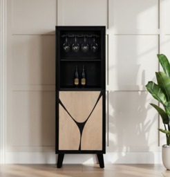 Rackhams Dusk Mango Wood Drinks Cabinet/Bookcase - Mango Wood & Engineering wood - 1 - Tan - thumbnail 1