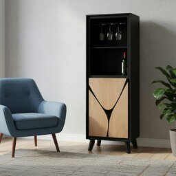 Rackhams Dusk Mango Wood Drinks Cabinet/Bookcase - Mango Wood & Engineering wood - 1 - Tan - thumbnail 3