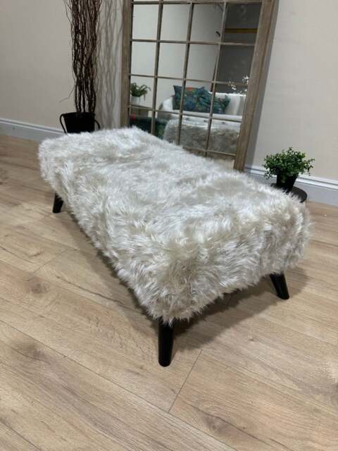 Rackhams Tobi Fluffy Fabric Footstool Pouffe – Luxury Ottoman Footrest & Coffee Table - 50 x 36 inches (127 x 91cm) - image 1