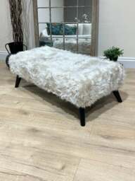 Rackhams Tobi Fluffy Fabric Footstool Pouffe – Luxury Ottoman Footrest & Coffee Table - 50 x 36 inches (127 x 91cm) - thumbnail 3