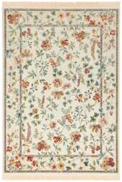 Rackhams Oriental Flowers Velvet With Fringes Cream Rug - 95X140 cm
