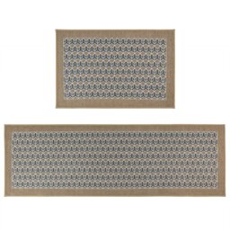 Rackhams Allure Machine Washable Entrance Doormat and Runner Set - Beige