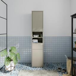 Rackhams Alice Springs Tall Narrow Bathroom Storage Cabinet with 2 Doors Push-to-Open & 1 Drawer Push-to-Open in Taupe - H 191.9 X  W 39.8 X  D 34.9cm - Taupe - 1 - thumbnail 1