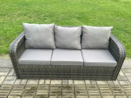 Rackhams 6 Piece Rattan Garden Furniture Set with Patio Sofa Rectangular Dining Table 2 Side Table Indoor Conservatory Patio Set - thumbnail 4