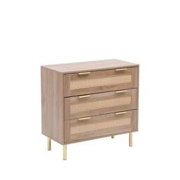 Rackhams MMT Natural Chest with Rattan Fronts, 3 Storage Drawers - Brown - Wood - 40cm(d)76cm(h)71cm(w) - thumbnail 4