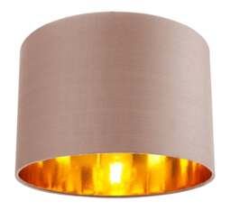 "Rackhams Contemporary Taupe Cotton 12"" Table/Pendant Lamp Shade with Shiny Copper Inner"