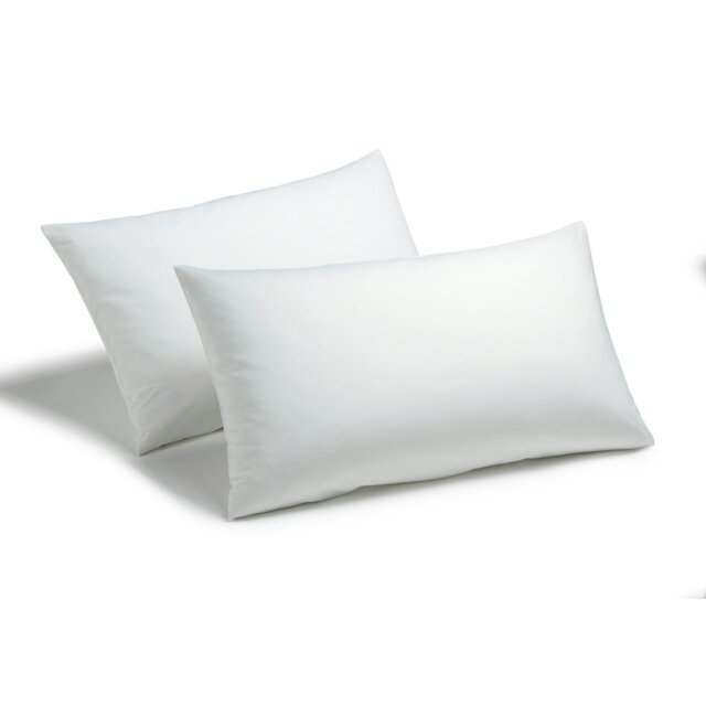 Rackhams 2 x Hollowfibre Pillow Pair with Polycotton Cover Thick Bounce Back Pillows - White - image 1
