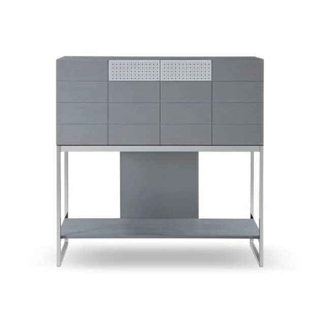 Rackhams Adriana Bureau Desks - Grey Wood Laminate - Dark Chrome