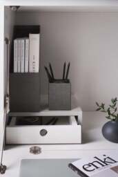Rackhams Adriana Bureau Desks - Grey Wood Laminate - Dark Chrome - thumbnail 3