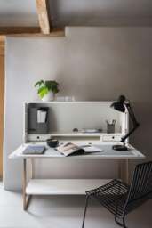 Rackhams Adriana Bureau Desks - Grey Wood Laminate - Dark Chrome - thumbnail 2