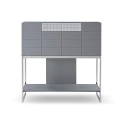 Rackhams Adriana Bureau Desks - Grey Wood Laminate - Dark Chrome - thumbnail 1