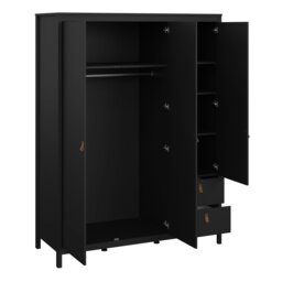 Rackhams Barcelona Wardrobe with 2 doors + 1 mirror door + 2 drawers Matt Black - Black - Malemine - 1 - thumbnail 5