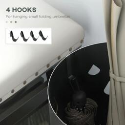 Rackhams Freestanding Umbrella Stand for Hallway, Round Umbrella Basket with 4 Hooks and Drip Tray for Entryway, Dark Grey - thumbnail 6