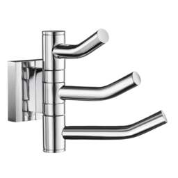 Rackhams Polished Chrome Triple Swing Arm Towel Hooks 90mm x 117mm Wall Mounted Bathroom Storage Robe Hooks Clothes Hanger Coat Peg