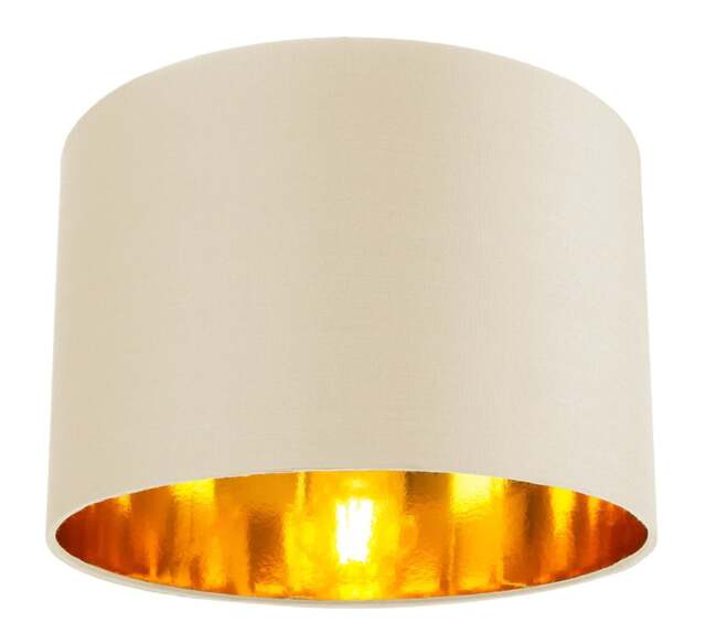 "Rackhams Contemporary Cream Cotton 12"" Table/Pendant Lamp Shade with Shiny Copper Inner" - image 1