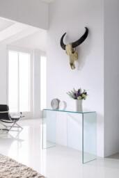 Rackhams Crystal Stylish Curved Glass Hallway Console Table - 110cm - Clear