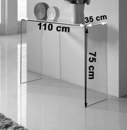 Rackhams Crystal Stylish Curved Glass Hallway Console Table - 110cm - Clear - thumbnail 2
