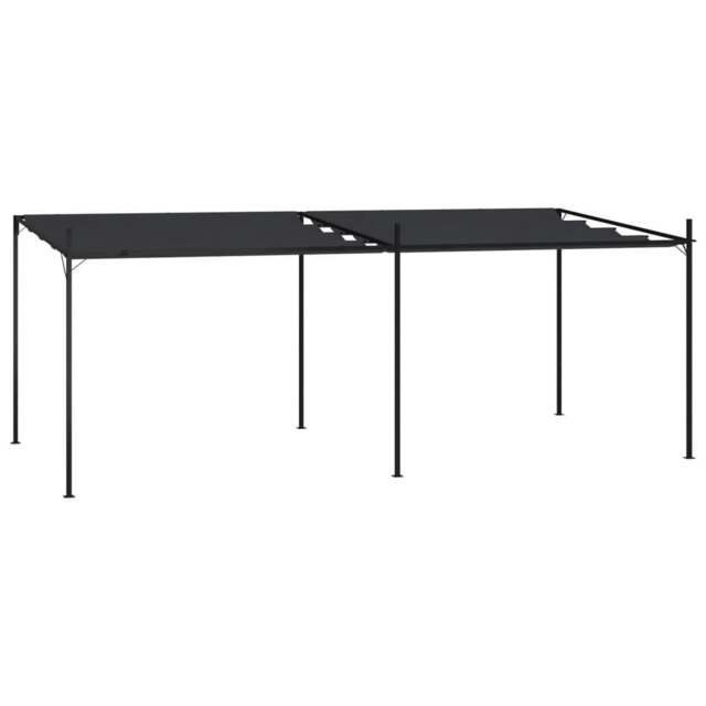 Rackhams Gazebo with Retractable Roof 600x300x233 cm Anthracite - Anthracite - Fabric (100% polyester with PA coating), iron